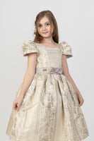 فستان جاكار مشجر انيق لون واحد