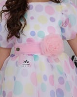 فستان بناتي نص كم أورجينزا دوائر ملونة