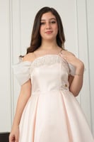 فستان أسيل الأنيق تركادو خربزي .. فستان السن المحي...