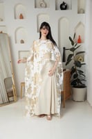 جلابية نسائية فاخرة باربي وشاح جازار مشجر أوف وايت...