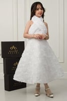 فستان لميس دانتيل ورود أوف وايت ثلاثي الابعاد .. ف...