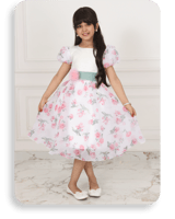 فستان بناتي أورجينزا أوف وايت مشجر