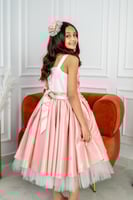 فستان سهره بناتي تفته منثور ورود (دمج لونين ابيض و...