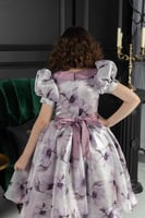 فستان بناتي شيفون مشجر صدريه زراير كم برميل راقي