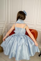 فستان سهره بناتي تفته روسي كسرات صدر لون سماوي