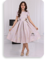 فستان بناتي من الجاكار بتشجيرة ذهبي