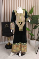 جلابية عسيري مخمل أخضر فاخرة