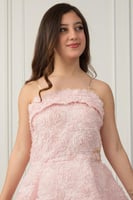 فستان سهره بناتي تفته ميكادو مطرز خرز لون زهري