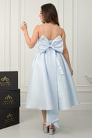 فستان العنود الفاخر تفتة روسي سماوي .. فستان السن...