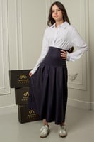 مريول طقم بلوزة وتنورة مدرسية كحلي راقي كسرات أمام...