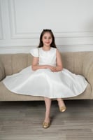 فستان سهره بناتي تفته روسي انيقه كلوش لون ابيض