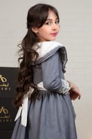 فستان بناتي شتوي رمادي داكن