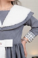 فستان بناتي شتوي رمادي داكن