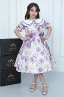 فستان ريما تفتة مشجرة ورود موف .. فستان بناتي