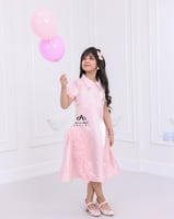 فستان بناتي تفتة ميكادو لمعة زهري