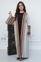 عباية رغد الرمضانية سدو وقماش رمادي فاتح