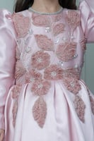 فستان سلمى ميكادو زهري تطريز ثري دي .. فستان بناتي