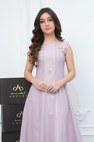 فستان راما الأنيق من الكتان بلون لافندر هادئ.. فست...