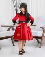 فستان بناتي شتوي اللون احمر على اسود