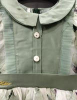 فستان بناتي شيفون مشجر صدريه زراير كم برميل راقي