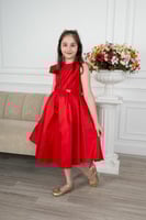 فستان سهره بناتي تفته انيقه لون احمر