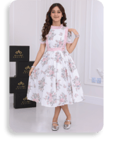 فستان بناتي قطن تركي مشجر زهري