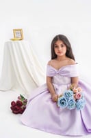 فستان بناتي سهره تب تطريز صدر نازل لون موف