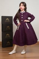 فستان بناتي شتوي ليلكي مزين بكريستال راقي