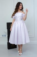 فستان ميرال الأنيق تفتة روسي موف فاتح .. فستان الس...