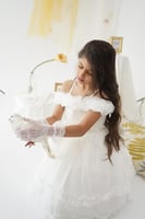 فستان عرائس بناتي اورجنزا ابيض كرانيش