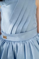 فستان سهره بناتي تفته روسي كسرات صدر لون سماوي