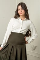 مريول طقم بلوزة وتنورة مدرسية زيتي راقي كسرات أمام...