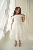 فستان عرائس بناتي اورجنزا ابيض كرانيش