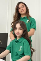 تيشيرت اليوم الوطني بولو أخضر بسيفين ونخلة