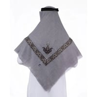 شال كشميري فضي تطريز رصاصي ماركة دافنشي
