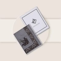 شال كشميري فضي تطريز رصاصي ماركة دافنشي