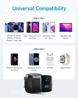 فيش جداري من أنكر بقوة 33 واط بمنفذ تايب سي ومنفذ...