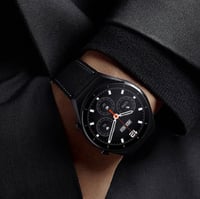 سوار جلدي فاخر متوافق مع Xiaomi Watch S1 - أسود