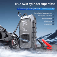 منفاخ هواء محمول مع باور بانك 20000mAh وأسطوانة مز...