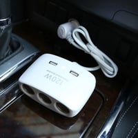 توصيلة 3 مداخل ولاعة للسيارة مع 2 مدخل يو اس بي US...