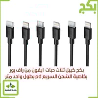 بكج ثلاث حبات كيبل من راف باور Type-C إلى Lightnin...