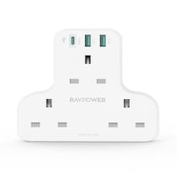 ‎شاحن جداري 3 مداخل + منفذين USB + منفذ type c بقو...