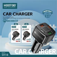 شاحن سيارة 68W مفذيين USB +منفذين PD اسود HOOTOO -...