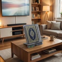 حامل مصحف وسترة صلاة خشبي فاخر 2in1 بتصميم هندسي -...