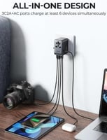 فيش شاحن سفر متعدد المخارج بقدرة 65 واط JR-TCW02 م...