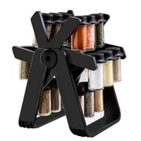 رف بهارات دوار 360 درجة مع 18 عبوة زجاجية من البها...