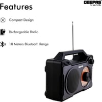 جيباس راديو زمان GR13013 قابل لاعادة الشحن بمنفذ U...