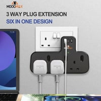 توصيلة كهربائيه جدارية بــ 3 منافذ كهرب + 2 USB +...