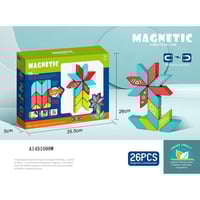 مكعبات البناء المغناطيسية الملونة 26 قطعة مناسب لل...