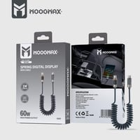 كبيل شحن حلزوني type C تايب سي بشاشة رقمية بقوة 60...